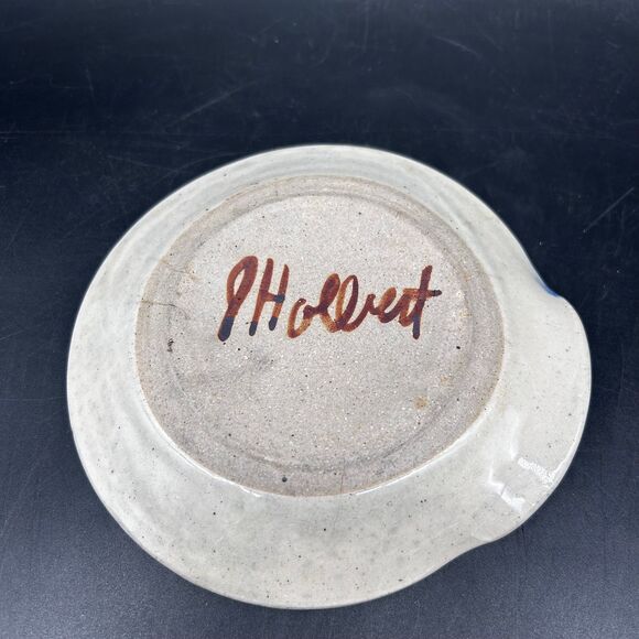 Handmade Pottery Spoon Rest Blue Flower Design (F) - Picture 3 of 3